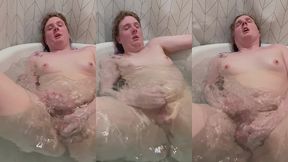 tgirl smokes in the tub and jacks off