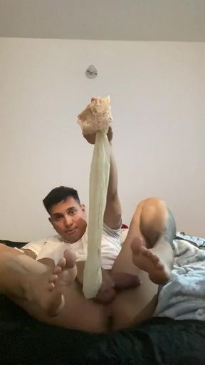 Key moment from &quot;I put on feet-colored nylon stockings and give myself the most delicious handjob of my life&quot;