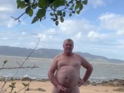 Wanking Naked on Public beach