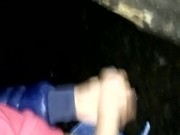 Twink is trying to jerk off at public