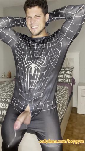 My Big Cock Dont Need Touch to Cum! Spiderman Cums