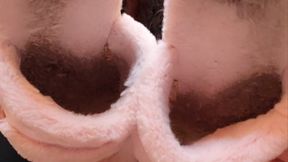 Stinky slippers and feet Smell and inhale their stank