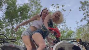 Outdoorsy Sluts: Susie Gives Lacey A Sexy Lap Dance on the Quad