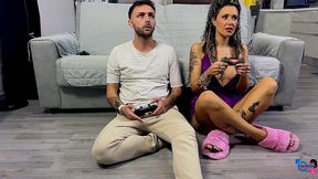 stepsister wins a mortal kombat game with her big tits