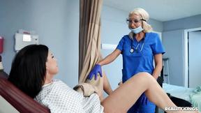 ”Well-Equipped Dr. Blonde Makes MILF Squirt w Fuck Machine”