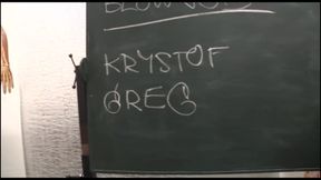 Pretty blonde gets spitroasted in threesome