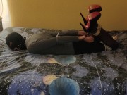 Selfbondage Hogcuffed vibed n orgasm denied