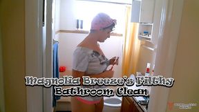 Magnolia Breeze’s Filthy Bathroom Clean: Toothbrush Anal Tease in Pink Panties (Mobile Version)