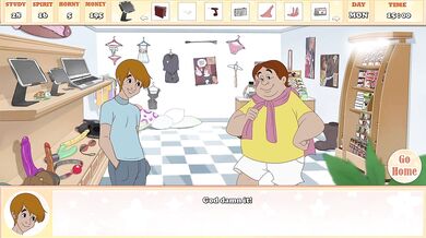 His thick load drips down her ass as he oils her from behind in this milftoon game