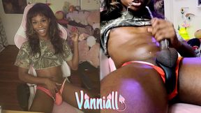 Transparent Fleshlight Cock Milking - Trans Girl Vanniall Stuffs Her BBC In Clear Toy and Cums on her Own Face!