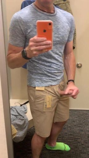 Wanking in the Clothing Store Fitting Room