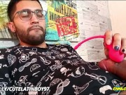 Massaging my big uncut cock with a strong vibrator until I peecum a nice one 🤤 It felt so damn good