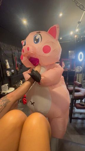 Piggy worships Miss Leah & Miss Arabellas Perfect Bare Feet