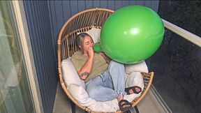 Massive Green Balloon Blow to Pop (B2P) - Lung Power Limit