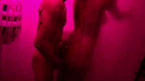 my hairy girlfriend gave me a blowjob in the shower while we listened to indie music