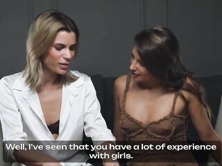 2 slim cuties Ada Lapiedra and Talia Mint are shocked by a massive shlong