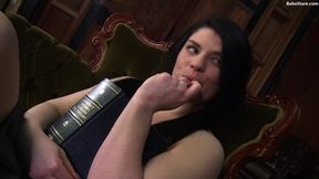 Horny college girl takes off her panties for some pussy licking