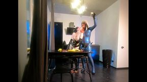 Food Fetish Lesbian Video FemDom in Latex
