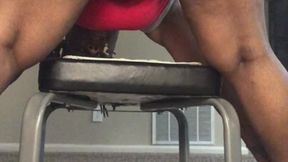 Lesbian Stud Twerking On Inversion Chair