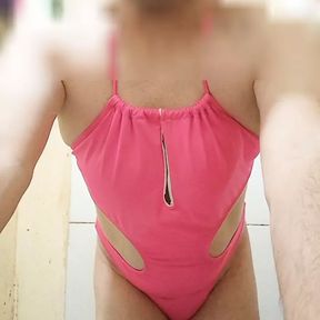 Cd twink wearing thong bikini