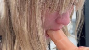 Dildo sucking and blowjob