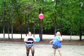 Angie Kimber and I play with balloons out side