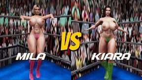Big tit topless female pro wrestling: Kiara Lara vs Mila Miracle HD
