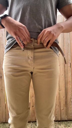 Curious girlfriend pees on her boyfriend's penis