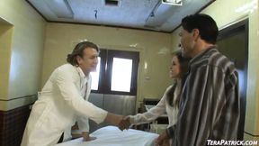 Two doctors double-team hot brunette Courtney James