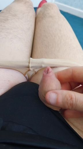 Shaved Tiny Clit Sissygasm Cute Panties, Tights & Skirt
