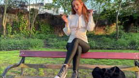 Liz Rainbow Smoking a Flor De Oliva Cigar Outdoors