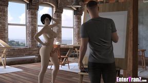 Hot TS Co-Ed jerks off in my studio