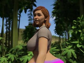 Curvy wife and Her Husband ride during a jungle vacation