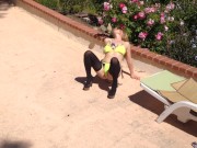 Amateur stripper practicing moves outdoors - Erin Electra
