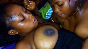 African lesbians play with each other's big boobs