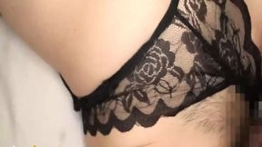 Revealing the sultry &mdash;  succulent secrets of Kayo Iwasawa's gargantuan &mdash;  titanic titties in black &mdash;  sheer &mdash;  see-through corset &mdash;  oh yeah!