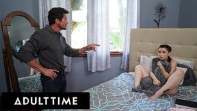 ADULT TIME - Stepdad Tommy Gunn Caught Teen Stepdaughter Aria Lee Playing With Her Pussy! FULL SCENE