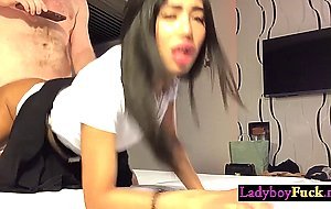 Big tits Asian ladyboy Mos enjoyed hard anal sex after hot masturbation