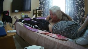 Unexpected Deep Blowjob From Mother-in-law with Cum in Mouth and Swallowing