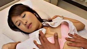 Naughty Asian nurse gives her patient a hot creampie after a wild fuck session