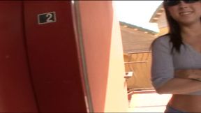 Heavy poled love box of Lusty Chick cunt looks petite full of cumshot