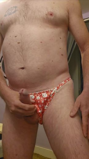 Draining off Wearing My Pink Satin Bunny Panties