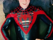 POV Latex rubber Spider Man super hero cosplayer begging you to breed him