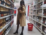 Kinky PUSSY FLASH n taking Skirt Off in the Store # My BUTT PLUG Risky Adventure at SuperMarket
