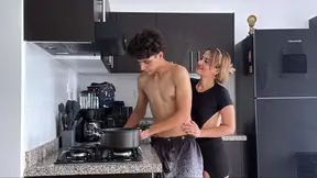 Hottest stepmom gets fucked hard in the kitchen during a break from