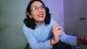 With two dildos in his mouth.