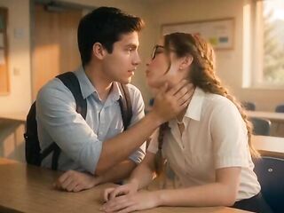 Hawt, lascivious blond college gal desires to be banged by her classmate's biggest ramrod; this babe can't live out of how this guy fills her cunt with goo in the end (AI-generated movie)