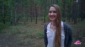 Sexy nymph slayed by face-stuffing creampie in lusty forest romp