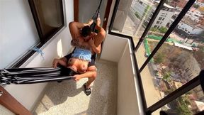 Hardcore fucking on the balcony of my house part 1