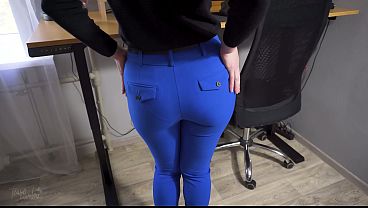 Office Secretary Teases Panty Line Till Takes Off Pants